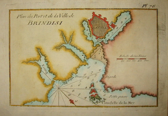 Allezard Jean Joseph - Roux Joseph Plan du Port et de la Ville de Brindisi 1804 Genova